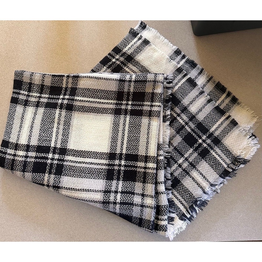ModCloth blanket scarf Black white plaid 55x55 in approximately New